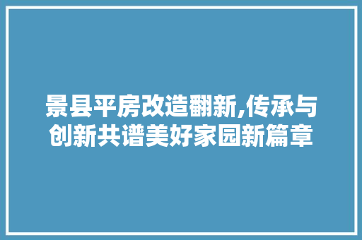 景县平房改造翻新,传承与创新共谱美好家园新篇章 建筑设计