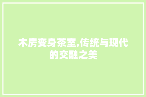 木房变身茶室,传统与现代的交融之美 装修材料
