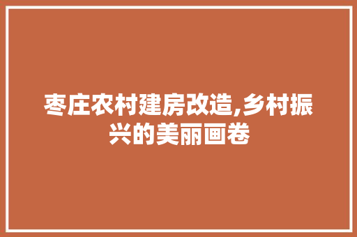 枣庄农村建房改造,乡村振兴的美丽画卷 建筑设计