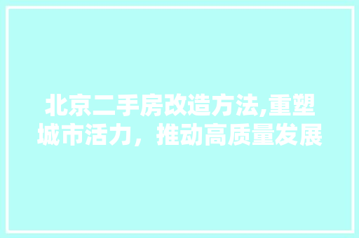 北京二手房改造方法,重塑城市活力，推动高质量发展