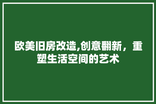 欧美旧房改造,创意翻新，重塑生活空间的艺术 景观设计