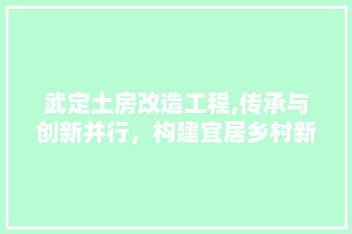 武定土房改造工程,传承与创新并行，构建宜居乡村新篇章