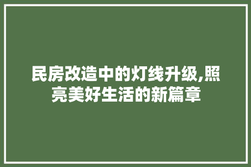民房改造中的灯线升级,照亮美好生活的新篇章