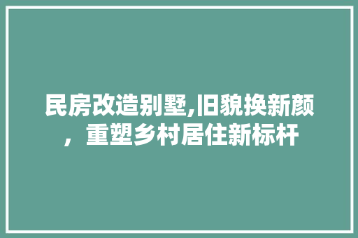 民房改造别墅,旧貌换新颜，重塑乡村居住新标杆