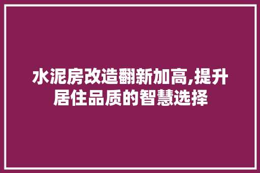 水泥房改造翻新加高,提升居住品质的智慧选择