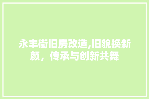 永丰街旧房改造,旧貌换新颜，传承与创新共舞 地面装修