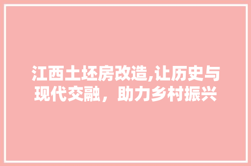 江西土坯房改造,让历史与现代交融，助力乡村振兴