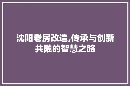 沈阳老房改造,传承与创新共融的智慧之路 建筑设计