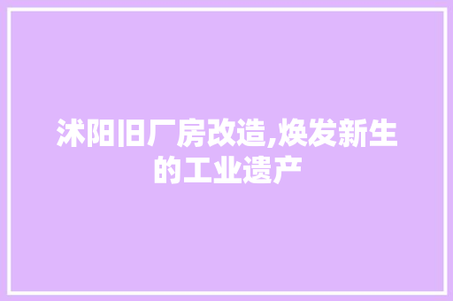 沭阳旧厂房改造,焕发新生的工业遗产 装修攻略