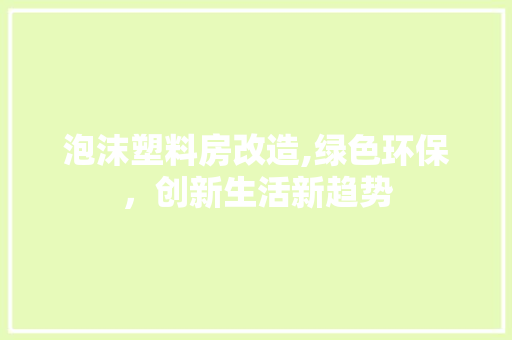 泡沫塑料房改造,绿色环保，创新生活新趋势