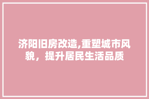 济阳旧房改造,重塑城市风貌，提升居民生活品质 门窗装修