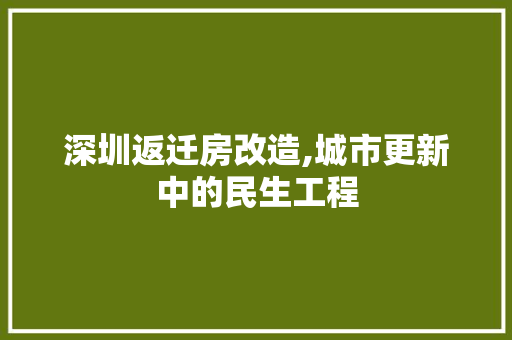 深圳返迁房改造,城市更新中的民生工程 墙面装饰