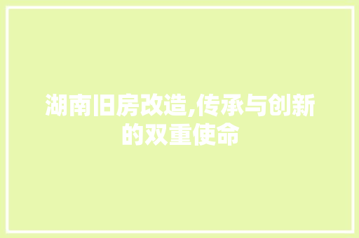 湖南旧房改造,传承与创新的双重使命 景观设计