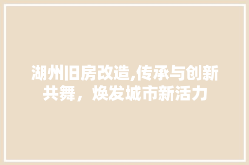 湖州旧房改造,传承与创新共舞，焕发城市新活力 庭院装修