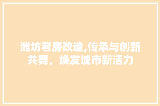 潍坊老房改造,传承与创新共舞，焕发城市新活力 景观设计