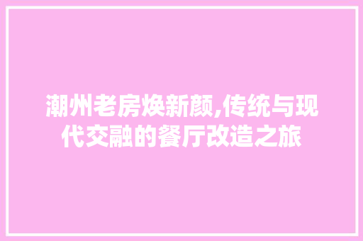 潮州老房焕新颜,传统与现代交融的餐厅改造之旅 装修材料