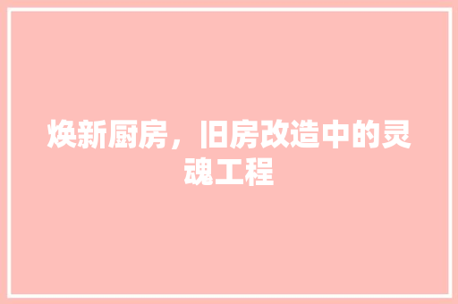 焕新厨房，旧房改造中的灵魂工程