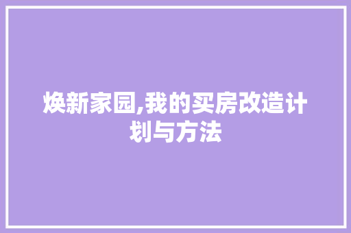 焕新家园,我的买房改造计划与方法
