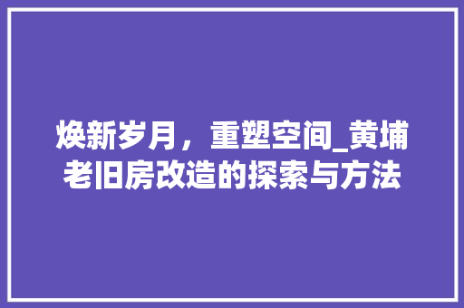 焕新岁月，重塑空间_黄埔老旧房改造的探索与方法