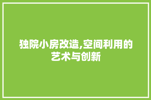 独院小房改造,空间利用的艺术与创新