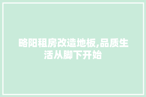 略阳租房改造地板,品质生活从脚下开始