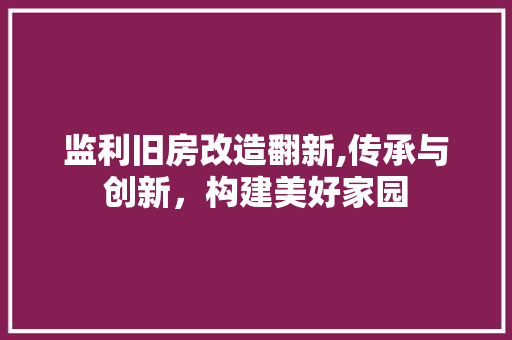 监利旧房改造翻新,传承与创新，构建美好家园 建筑设计