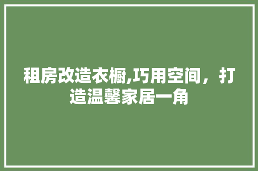 租房改造衣橱,巧用空间，打造温馨家居一角 庭院装修