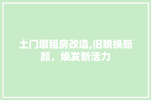 土门墩租房改造,旧貌换新颜，焕发新活力 建筑设计