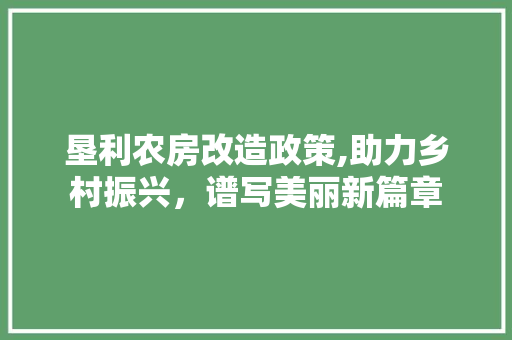 垦利农房改造政策,助力乡村振兴，谱写美丽新篇章 门窗装修