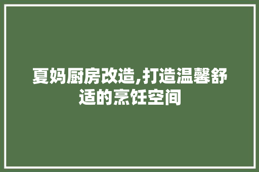 夏妈厨房改造,打造温馨舒适的烹饪空间 庭院装修