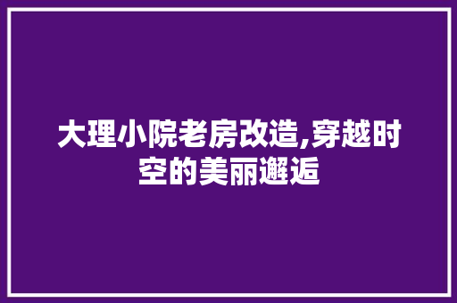 大理小院老房改造,穿越时空的美丽邂逅