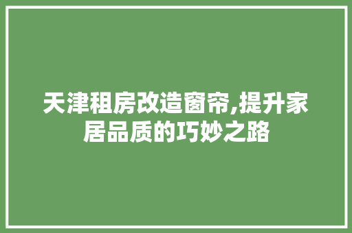 天津租房改造窗帘,提升家居品质的巧妙之路