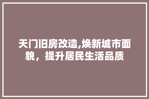 天门旧房改造,焕新城市面貌，提升居民生活品质 庭院装修