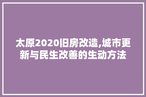太原2020旧房改造,城市更新与民生改善的生动方法
