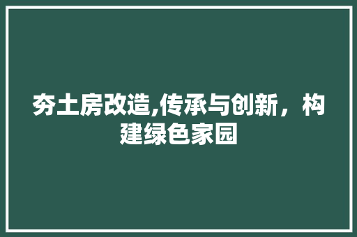 夯土房改造,传承与创新，构建绿色家园 景观设计