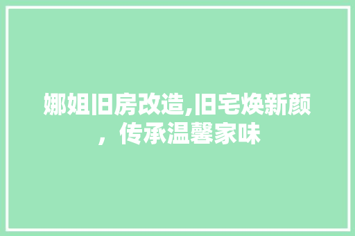 娜姐旧房改造,旧宅焕新颜，传承温馨家味