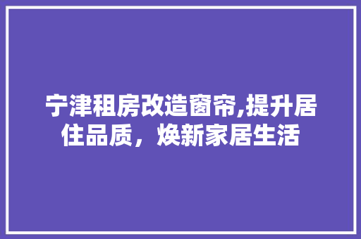 宁津租房改造窗帘,提升居住品质，焕新家居生活