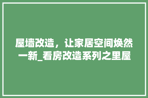 屋墙改造，让家居空间焕然一新_看房改造系列之里屋墙篇
