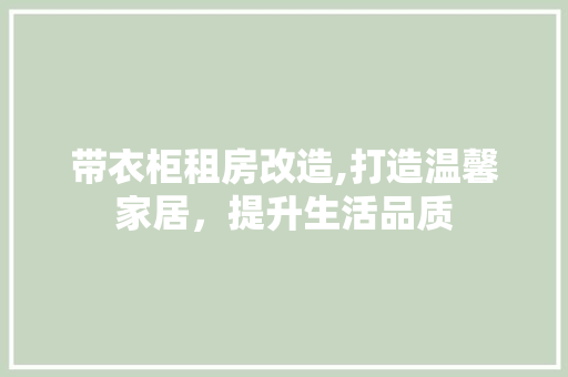 带衣柜租房改造,打造温馨家居，提升生活品质