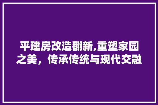 平建房改造翻新,重塑家园之美，传承传统与现代交融的智慧
