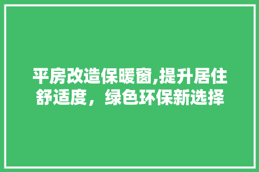 平房改造保暖窗,提升居住舒适度，绿色环保新选择