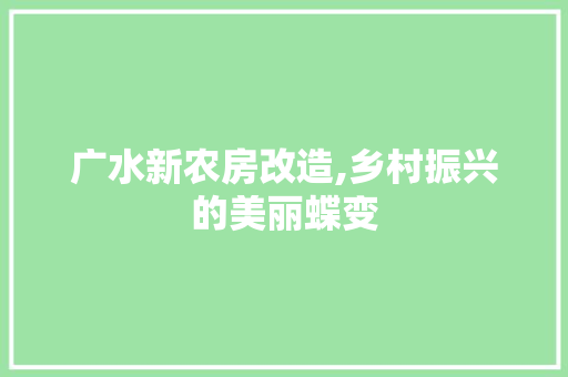 广水新农房改造,乡村振兴的美丽蝶变