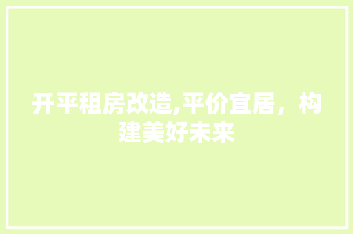 开平租房改造,平价宜居，构建美好未来