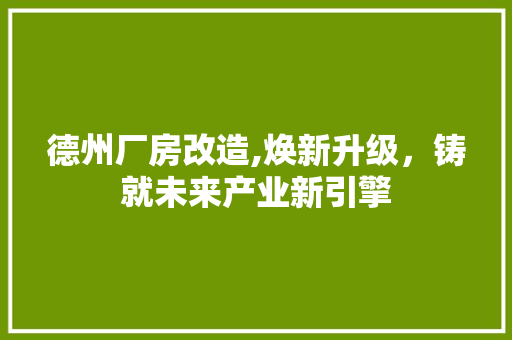 德州厂房改造,焕新升级，铸就未来产业新引擎 地面装修