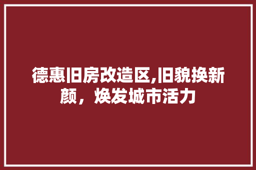 德惠旧房改造区,旧貌换新颜，焕发城市活力 装修攻略