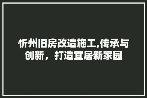 忻州旧房改造施工,传承与创新，打造宜居新家园 装修攻略