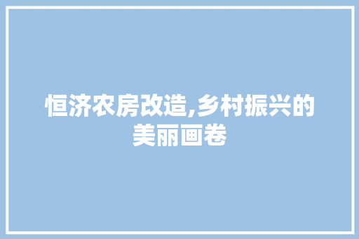 恒济农房改造,乡村振兴的美丽画卷