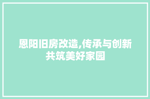 恩阳旧房改造,传承与创新共筑美好家园 建筑设计