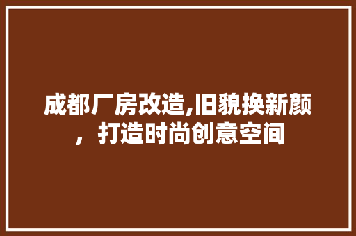 成都厂房改造,旧貌换新颜，打造时尚创意空间