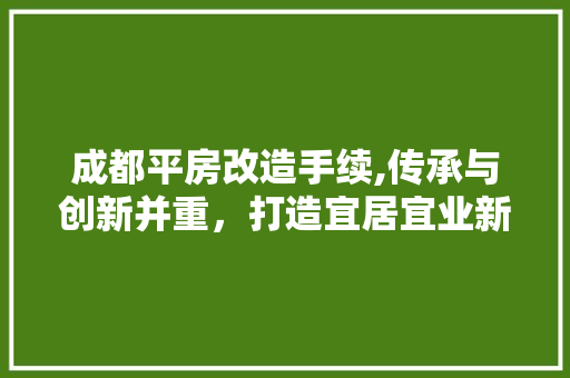 成都平房改造手续,传承与创新并重，打造宜居宜业新空间